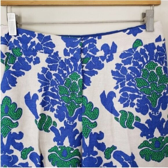 Boden | Blue Green Cream Sorrento Ankle Skimmer Linen Pants Size US 2R - Picture 2 of 5